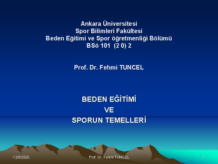 Ankara Üniversitesi Spor Bilimleri Fakültesi Beden Eğitimi ve Spor öğretmenliği Bölümü BSö 101 (2