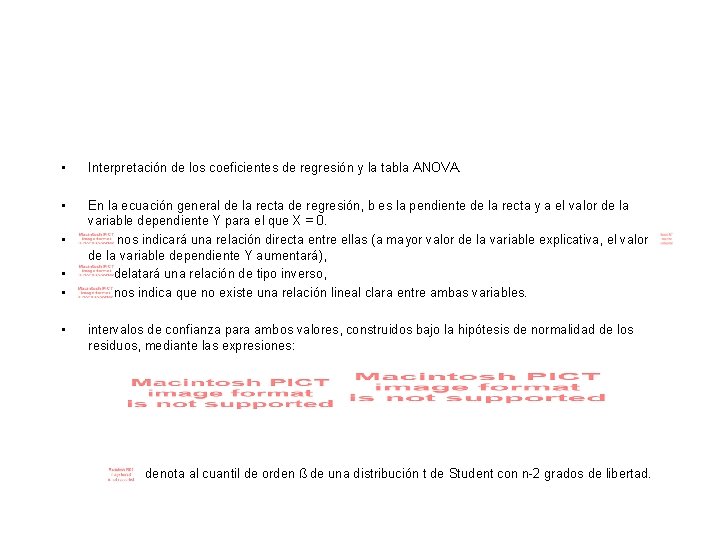 • Interpretación de los coeficientes de regresión y la tabla ANOVA. • En • Interpretación de los coeficientes de regresión y la tabla ANOVA. • En