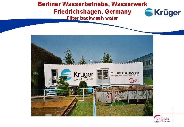 Berliner Wasserbetriebe, Wasserwerk Friedrichshagen, Germany Filter backwash water Berliner Wasserbetriebe, Wasserwerk Friedrichshagen, Germany Filter backwash water