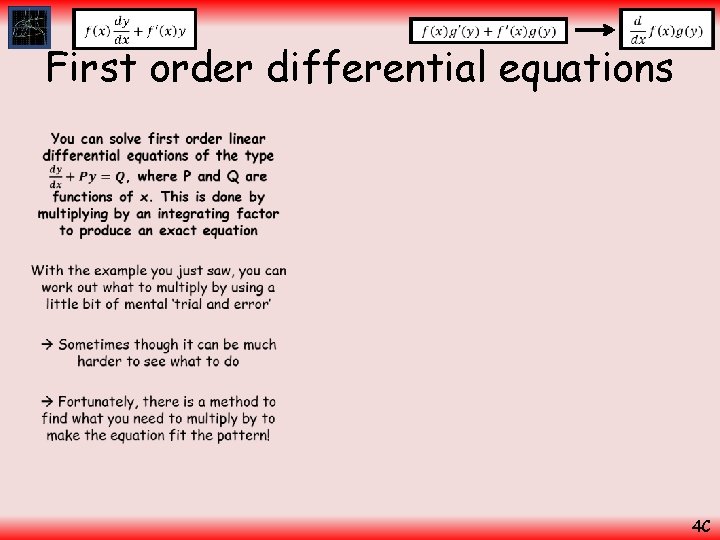  First order differential equations • 4 C 