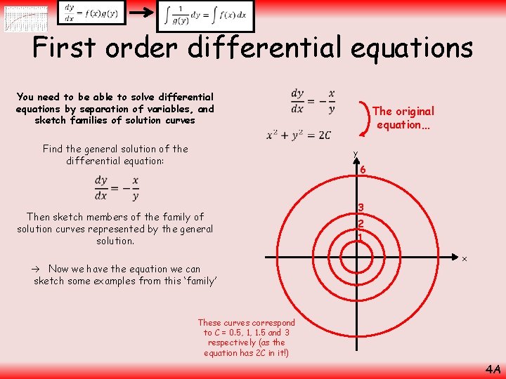  First order differential equations You need to be able to solve differential equations