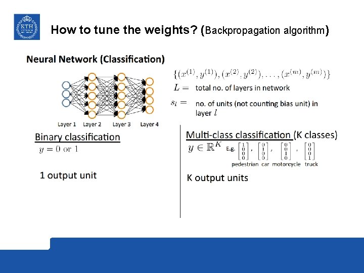 How to tune the weights? (Backpropagation algorithm) 