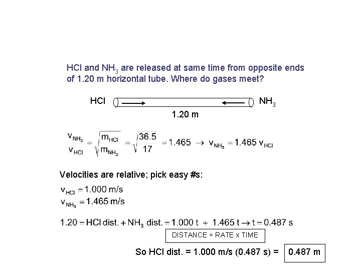 HCl and NH 3 are released at same time from opposite ends of 1.