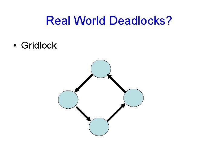 Real World Deadlocks? • Gridlock 