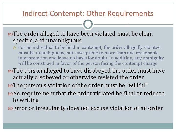 Contempt From the Basics to Recent Developments PRESENTED
