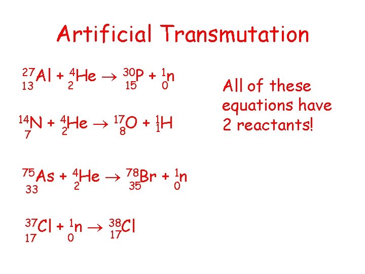 Artificial Transmutation 27 Al 13 14 N 7 + 4 He 30 P +