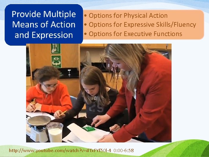  • Options for Physical Action • Options for Expressive Skills/Fluency • Options for