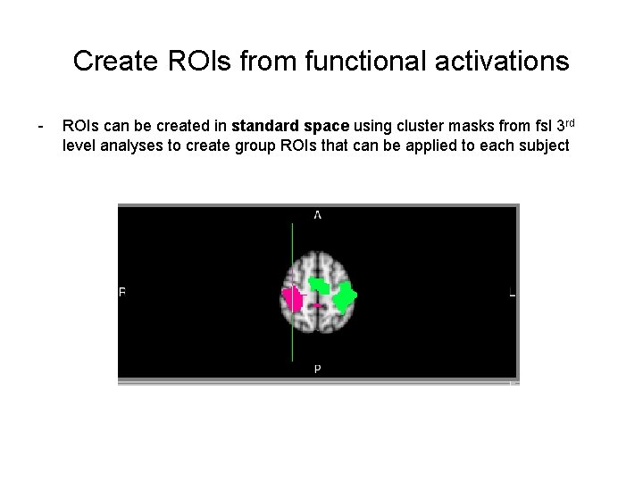 Create ROIs from functional activations - ROIs can be created in standard space using