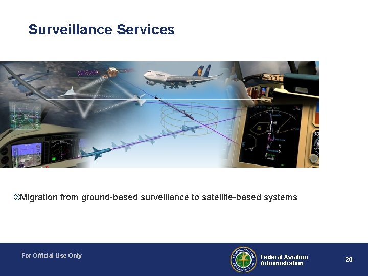 Surveillance Services Migration from ground-based surveillance to satellite-based systems For Official Use Only Federal