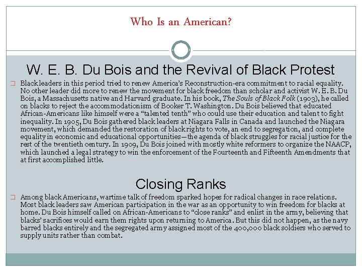 Who Is an American? W. E. B. Du Bois and the Revival of Black