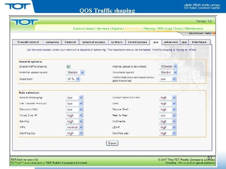 QOS Traffic shaping 57 