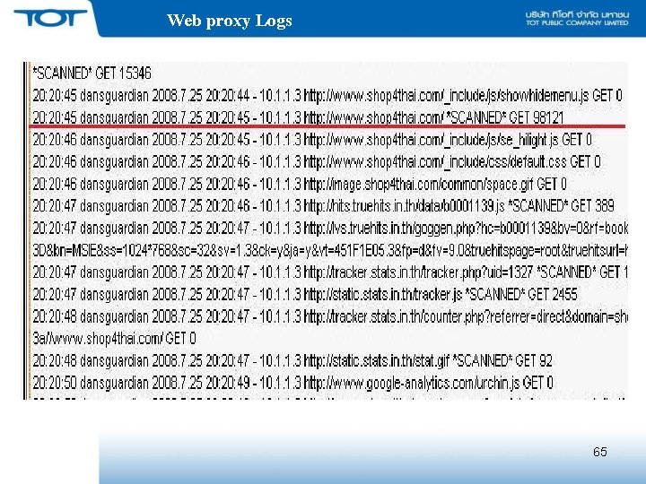 Web proxy Logs 65 