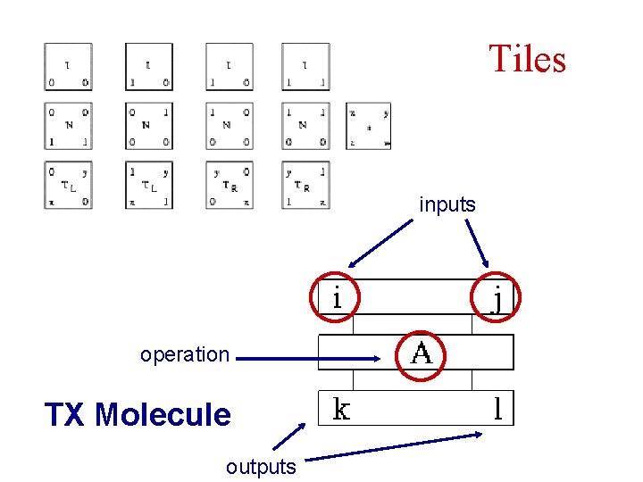 Tiles inputs operation TX Molecule outputs Tiles inputs operation TX Molecule outputs