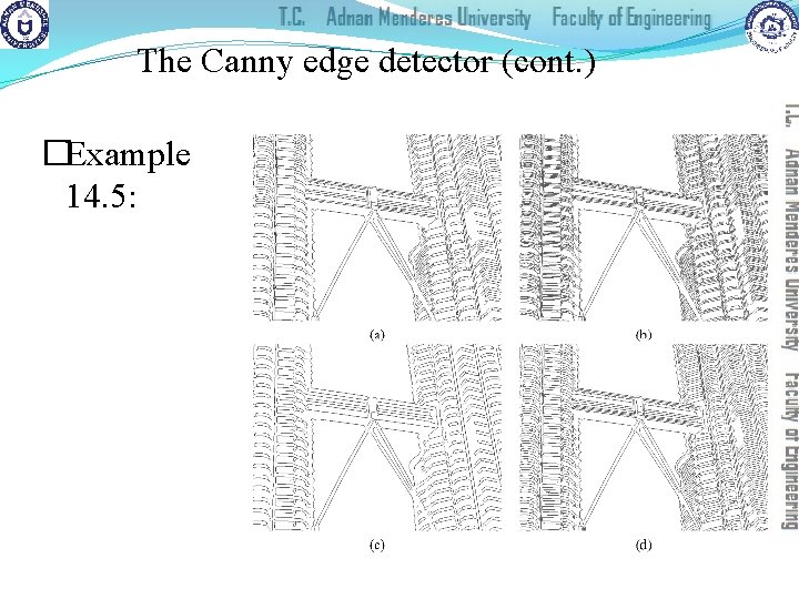 The Canny edge detector (cont. ) �Example 14. 5: 