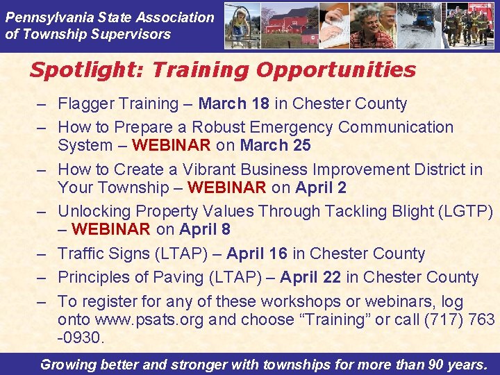 Pennsylvania State Association of Township Supervisors Spotlight: Training Opportunities – Flagger Training – March