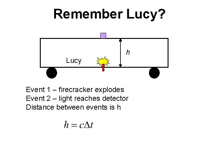 Remember Lucy? h Lucy Event 1 – firecracker explodes Event 2 – light reaches Remember Lucy? h Lucy Event 1 – firecracker explodes Event 2 – light reaches