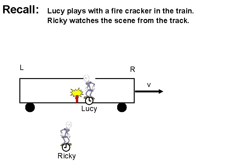 Recall: Lucy plays with a fire cracker in the train. Ricky watches the scene Recall: Lucy plays with a fire cracker in the train. Ricky watches the scene