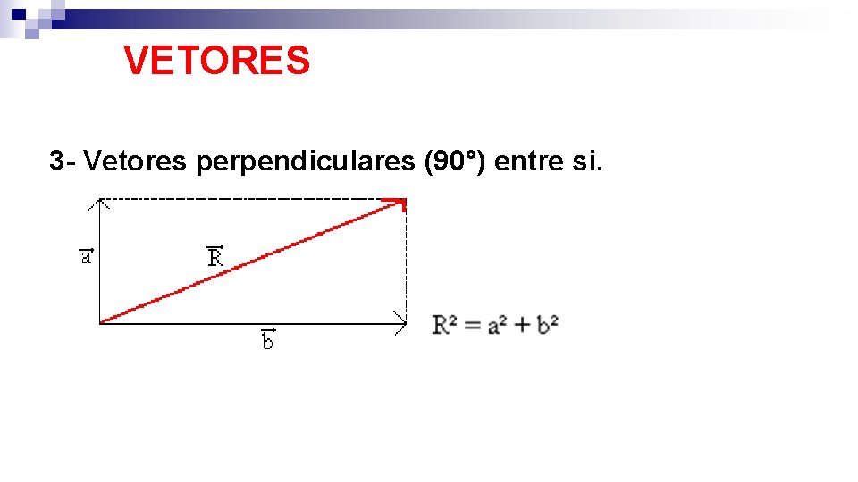 VETORES 3 - Vetores perpendiculares (90°) entre si. 