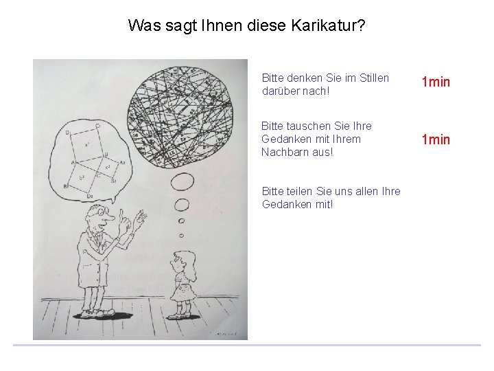 Was sagt Ihnen diese Karikatur? Bitte denken Sie im Stillen darüber nach! 1 min