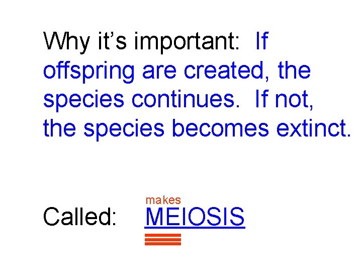 Why it’s important: If offspring are created, the species continues. If not, the species