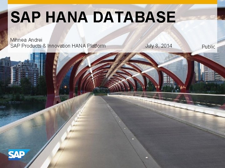 SAP HANA DATABASE Mihnea Andrei SAP Products & Innovation HANA Platform e only with