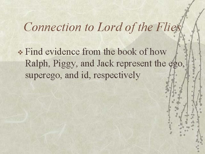 Connection to Lord of the Flies v Find evidence from the book of how