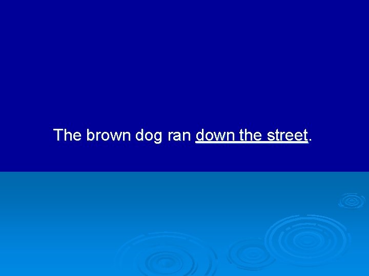 The brown dog ran down the street. 