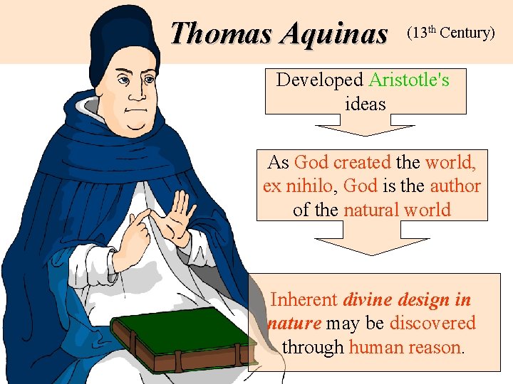 Thomas Aquinas (13 th Century) Developed Aristotle's ideas As God created the world, ex Thomas Aquinas (13 th Century) Developed Aristotle's ideas As God created the world, ex
