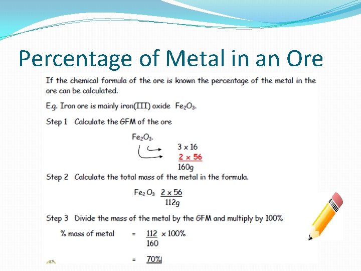 Percentage of Metal in an Ore 