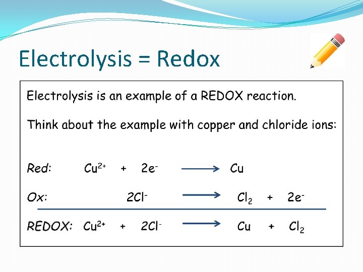 Electrolysis = Redox 