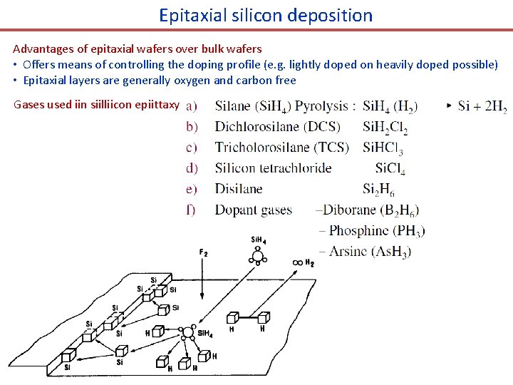 Epitaxial silicon deposition Advantages of epitaxial wafers over bulk wafers • Offers means of