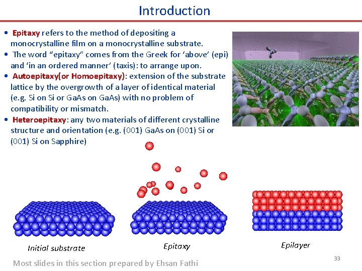 Introduction • Epitaxy refers to the method of depositing a monocrystalline film on a