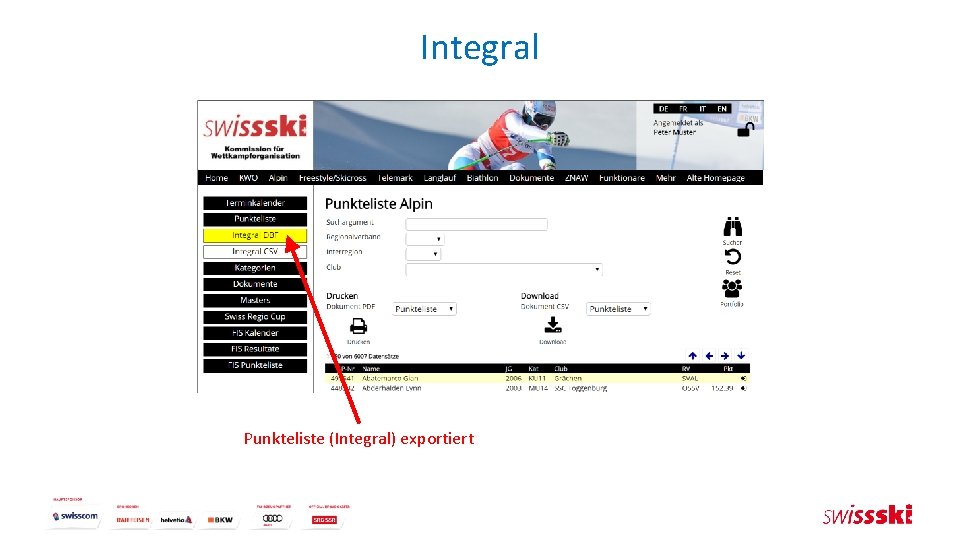 Integral Punkteliste (Integral) exportiert 