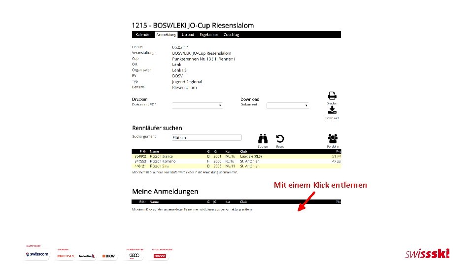 Mit einem Klick entfernen 