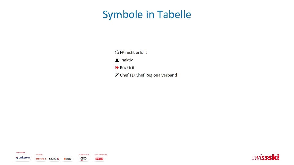 Symbole in Tabelle 