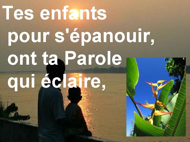 Tes enfants pour s'épanouir, ont ta Parole qui éclaire, 