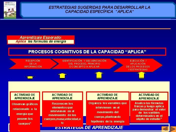 ESTRATEGIAS SUGERIDAS PARA DESARROLLAR LA CAPACIDAD ESPECÍFICA “APLICA” Aprendizaje Esperado: Aplica las formulas de