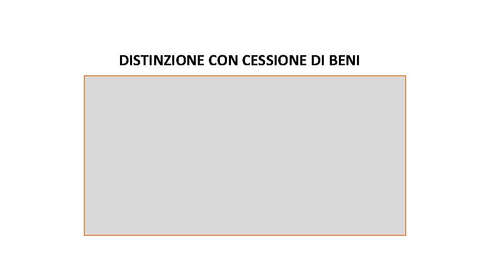 DISTINZIONE CON CESSIONE DI BENI DISTINZIONE CON CESSIONE DI BENI