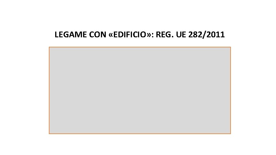 LEGAME CON «EDIFICIO» : REG. UE 282/2011 LEGAME CON «EDIFICIO» : REG. UE 282/2011
