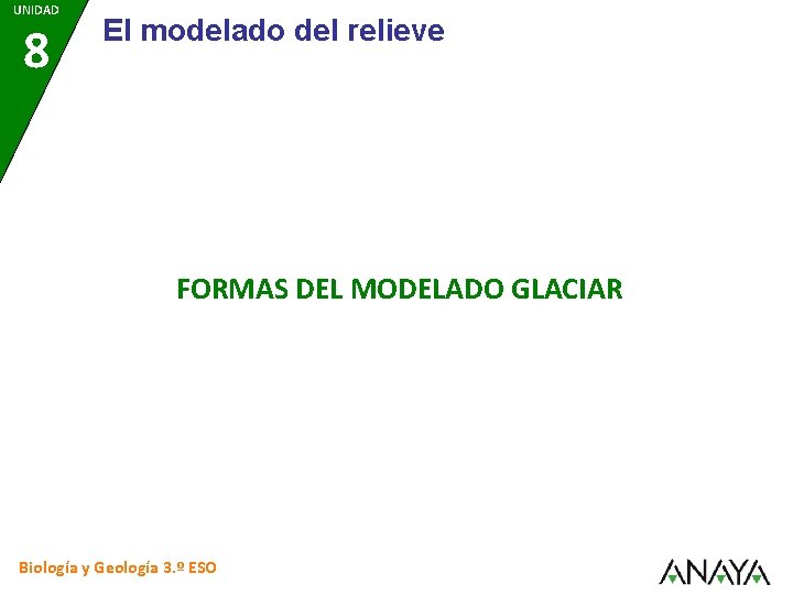 UNIDAD 8 El modelado del relieve FORMAS DEL MODELADO GLACIAR Biología y Geología 3.