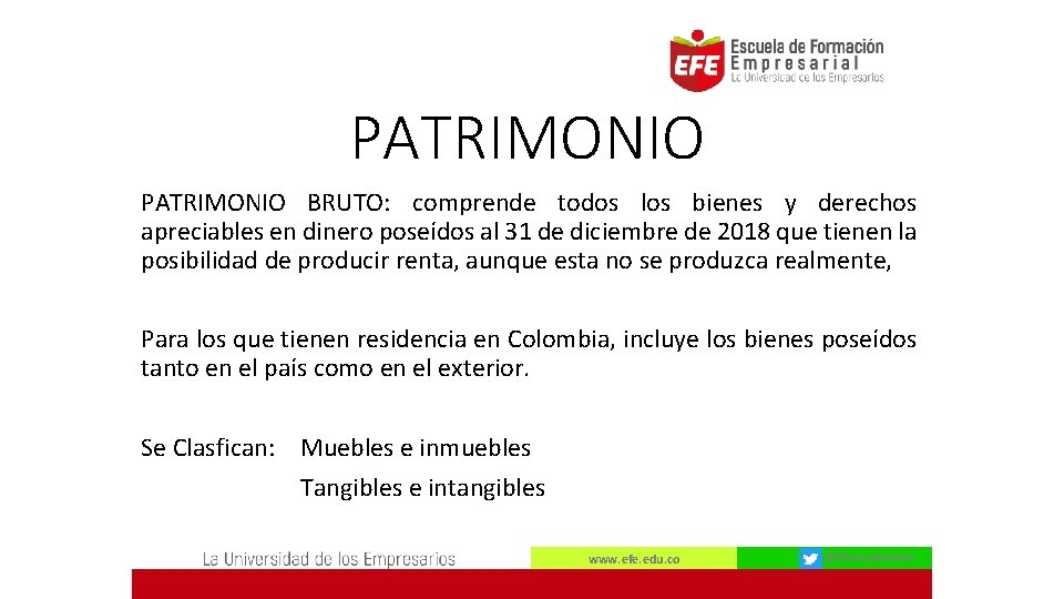 PATRIMONIO BRUTO: comprende todos los bienes y derechos apreciables en dinero poseídos al 31