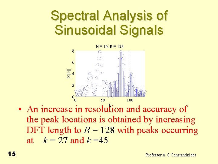 Spectral Analysis of Sinusoidal Signals • An increase in resolution and accuracy of the