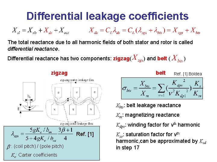 Differential leakage coefficients The total reactance due to all harmonic fields of both stator