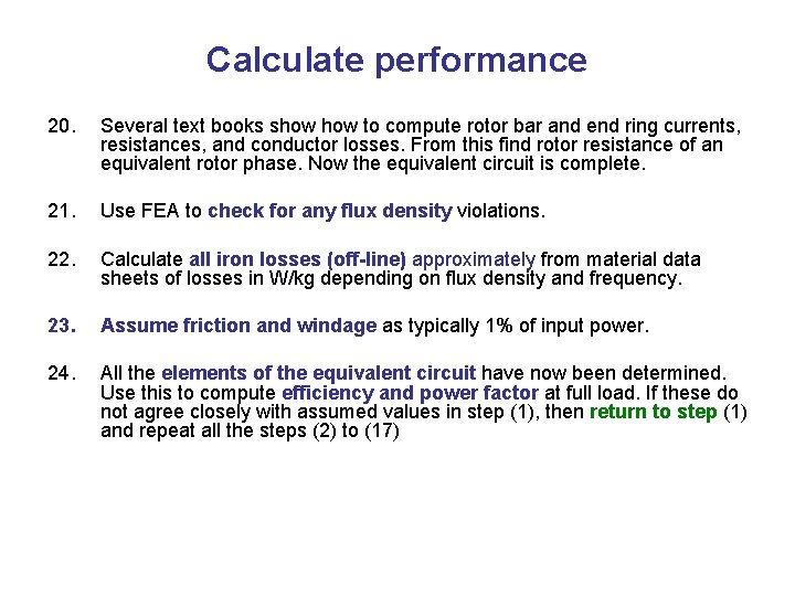 Calculate performance 20. Several text books show to compute rotor bar and end ring