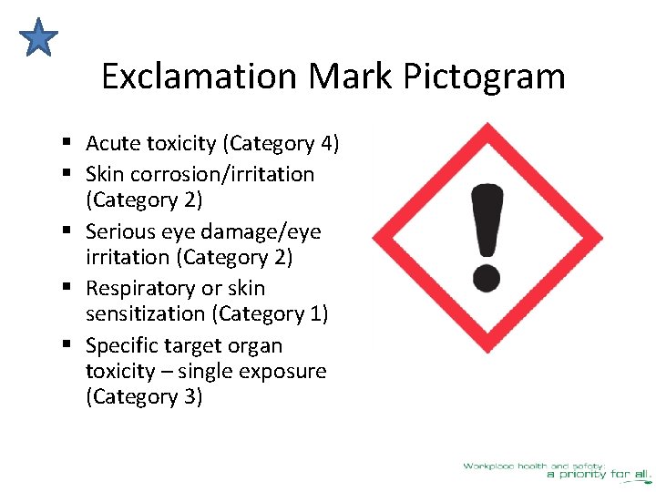 Exclamation Mark Pictogram § Acute toxicity (Category 4) § Skin corrosion/irritation (Category 2) §