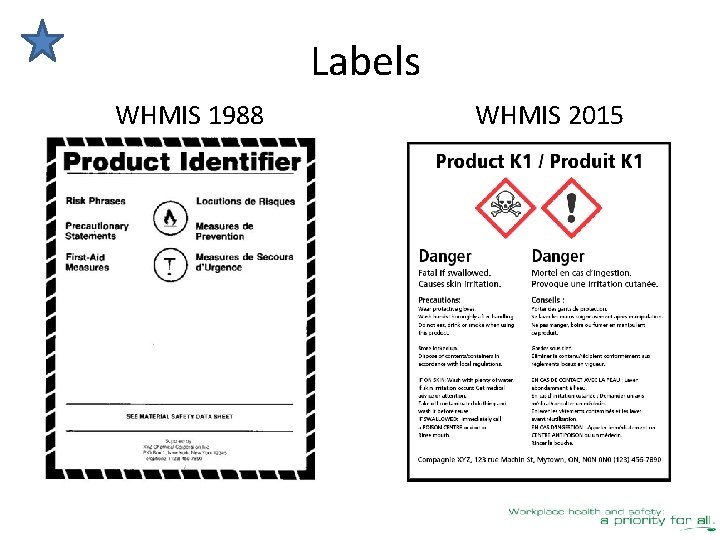 Labels WHMIS 1988 WHMIS 2015 