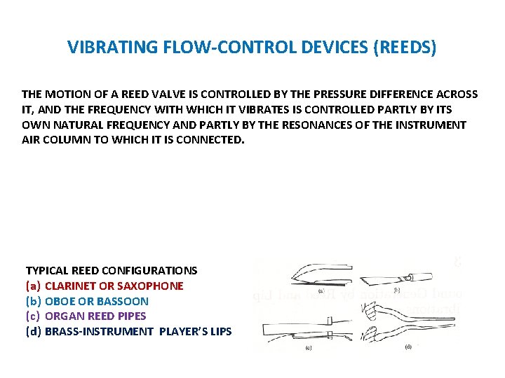 VIBRATING FLOW-CONTROL DEVICES (REEDS) THE MOTION OF A REED VALVE IS CONTROLLED BY THE VIBRATING FLOW-CONTROL DEVICES (REEDS) THE MOTION OF A REED VALVE IS CONTROLLED BY THE