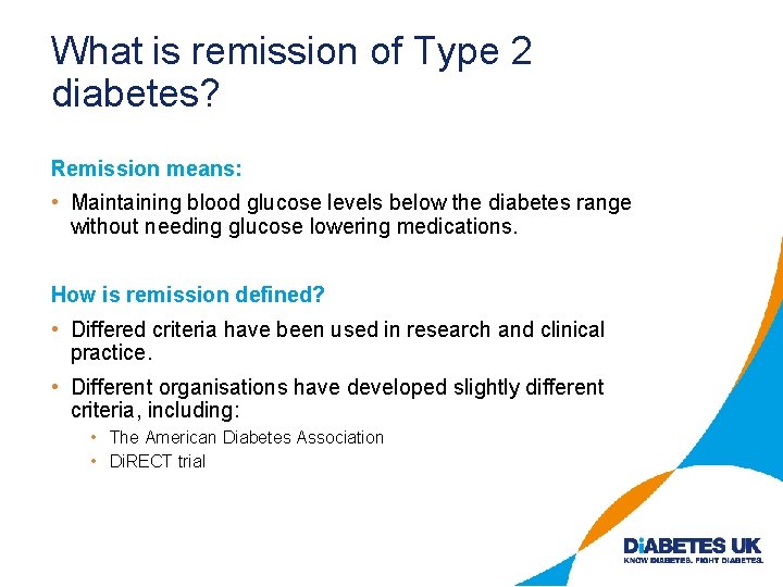 diabetes remission criteria)