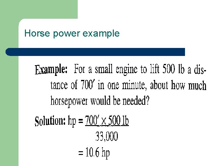 Horse power example 