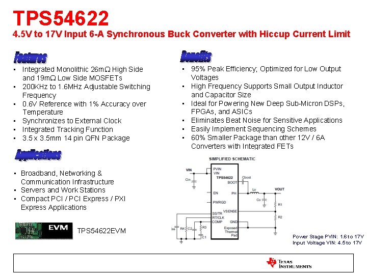 TPS 54622 4. 5 V to 17 V Input 6 -A Synchronous Buck Converter